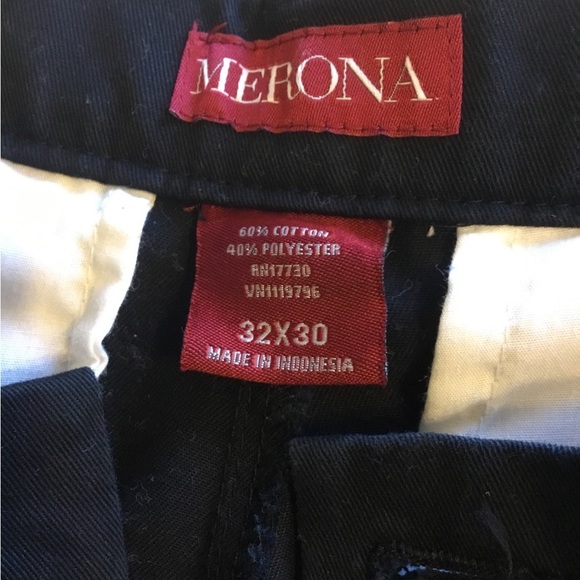 Merona men’s BLACK pants 32 x 30. 60% cotton 40% polyester.. Flat front - Picture 3 of 4